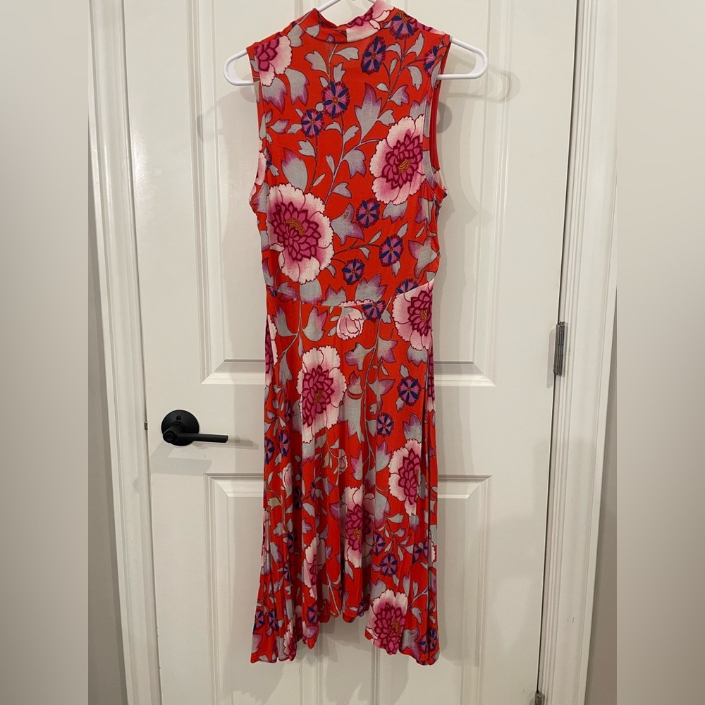 Maeve Anthropologie Cleary Floral Sleeveless Midi Dress Red Small Petite